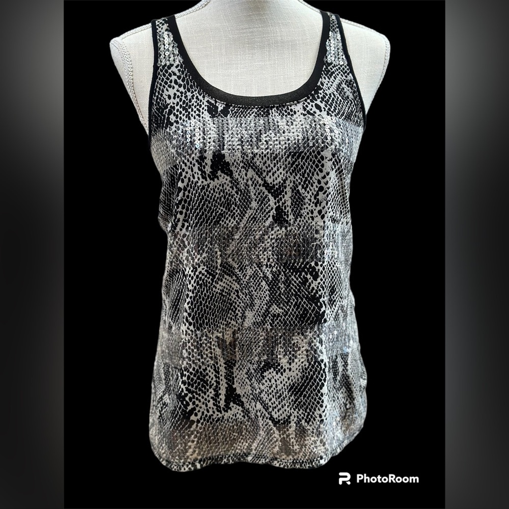 Express s/p snake print sequin tank top like new python shiny scales